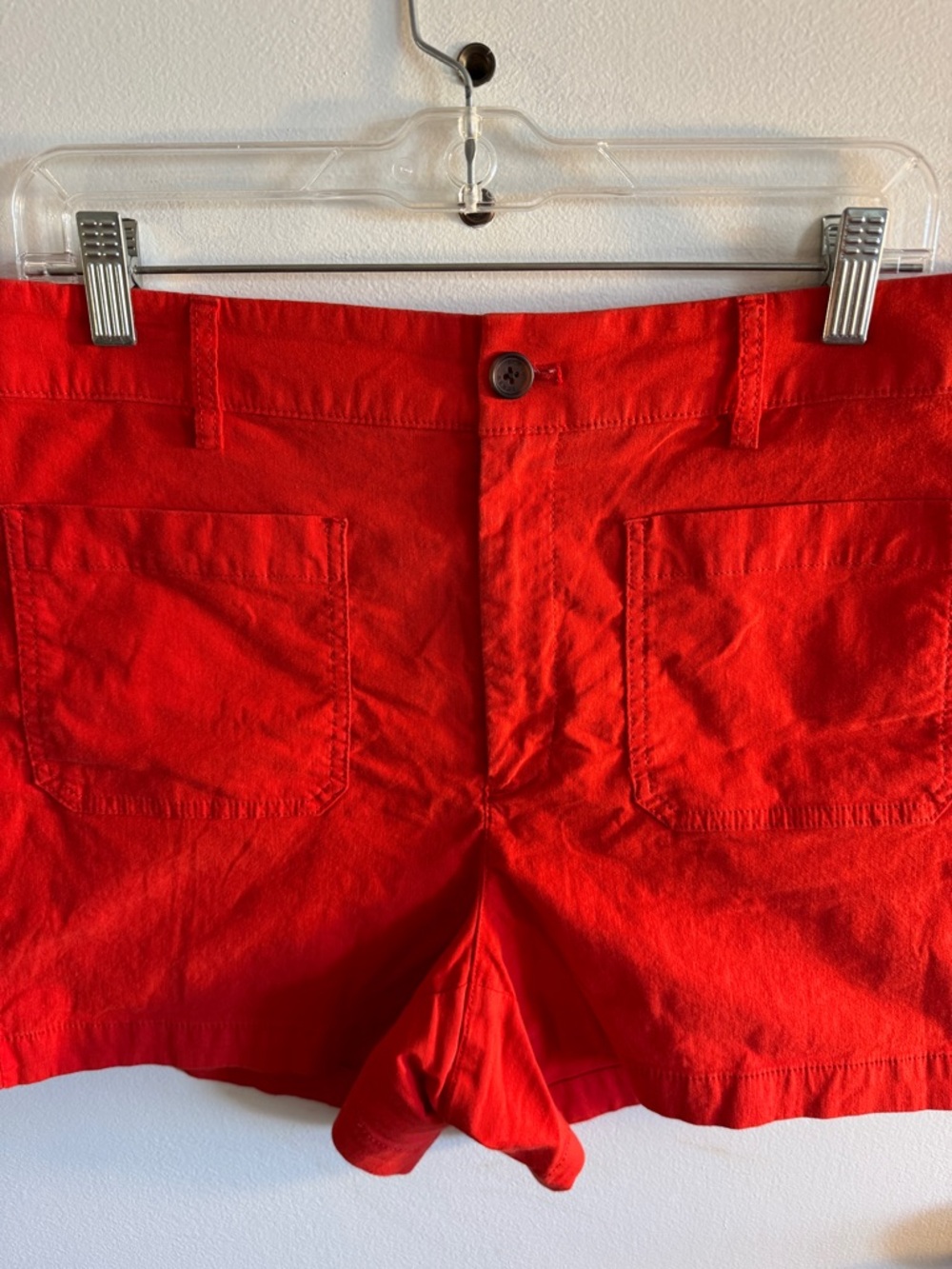 J. Crew Women’s Red High-Rise Cotton Linen Blend Patch Pocket Shorts Size 30 - Picture 5 of 6
